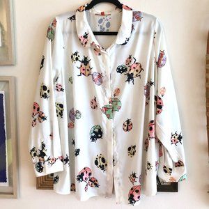 ModCloth 3X Peter Pan Collar Lady Bug Button Up